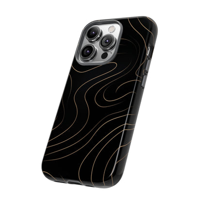 Noir Topograph - Black Minimalist Line Art Phone Case