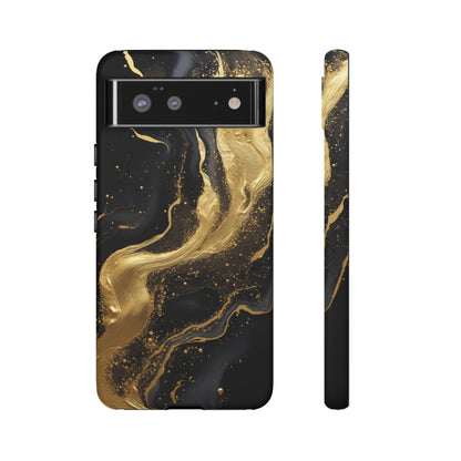 Golden Flow - Black &amp; Gold Marble Luxe Phone Case Google Pixel 6 Matte