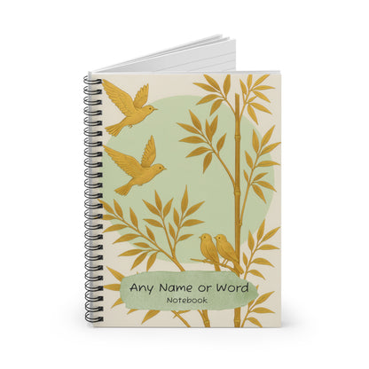 Luxury Green &amp; Gold Bird Journal - Personalised 6x8 A5 Notebook