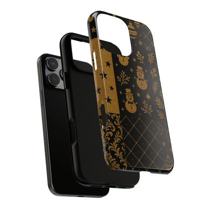Black Festive Phone Case | Christmas Gift | Holiday Decor | Snowman Design | Tough Cases | Winter Celebration
