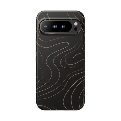 Noir Topograph - Black Minimalist Line Art Phone Case Google Pixel 9 Pro XL Matte