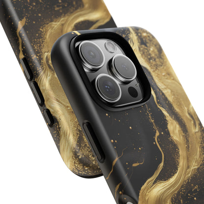 Golden Flow - Black &amp; Gold Marble Luxe Phone Case