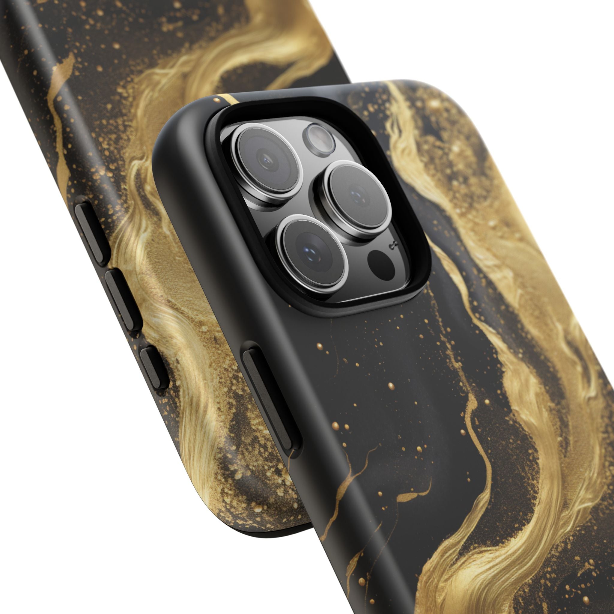 Golden Flow - Black &amp; Gold Marble Luxe Phone Case