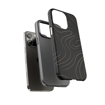 Noir Topograph - Black Minimalist Line Art Phone Case