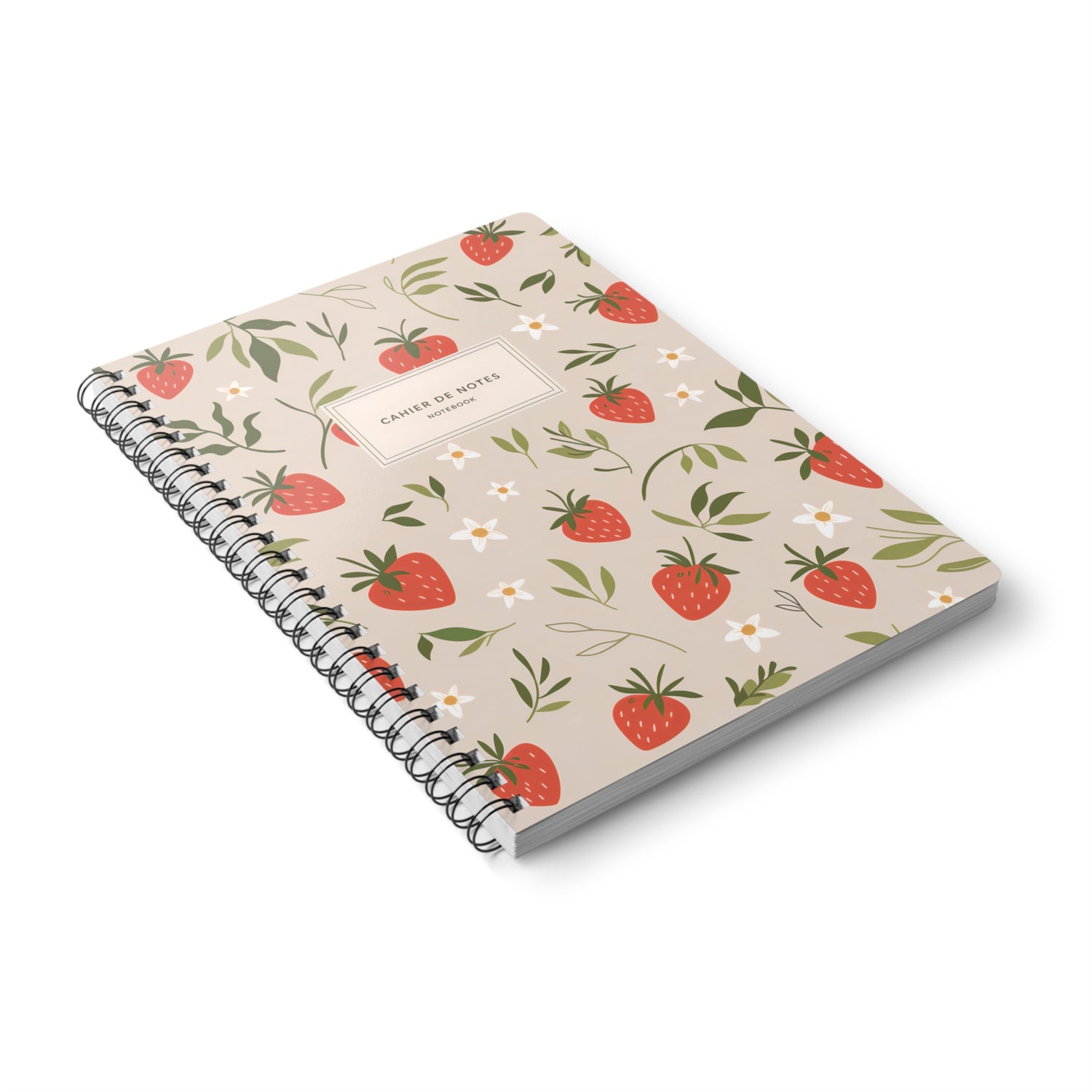 Strawberry Floral Notebook | Cahier de Notes | A5 Spiral Bound Journal for Writing &amp; Planning | Students, Writers, Gifts, Bullet Journaling