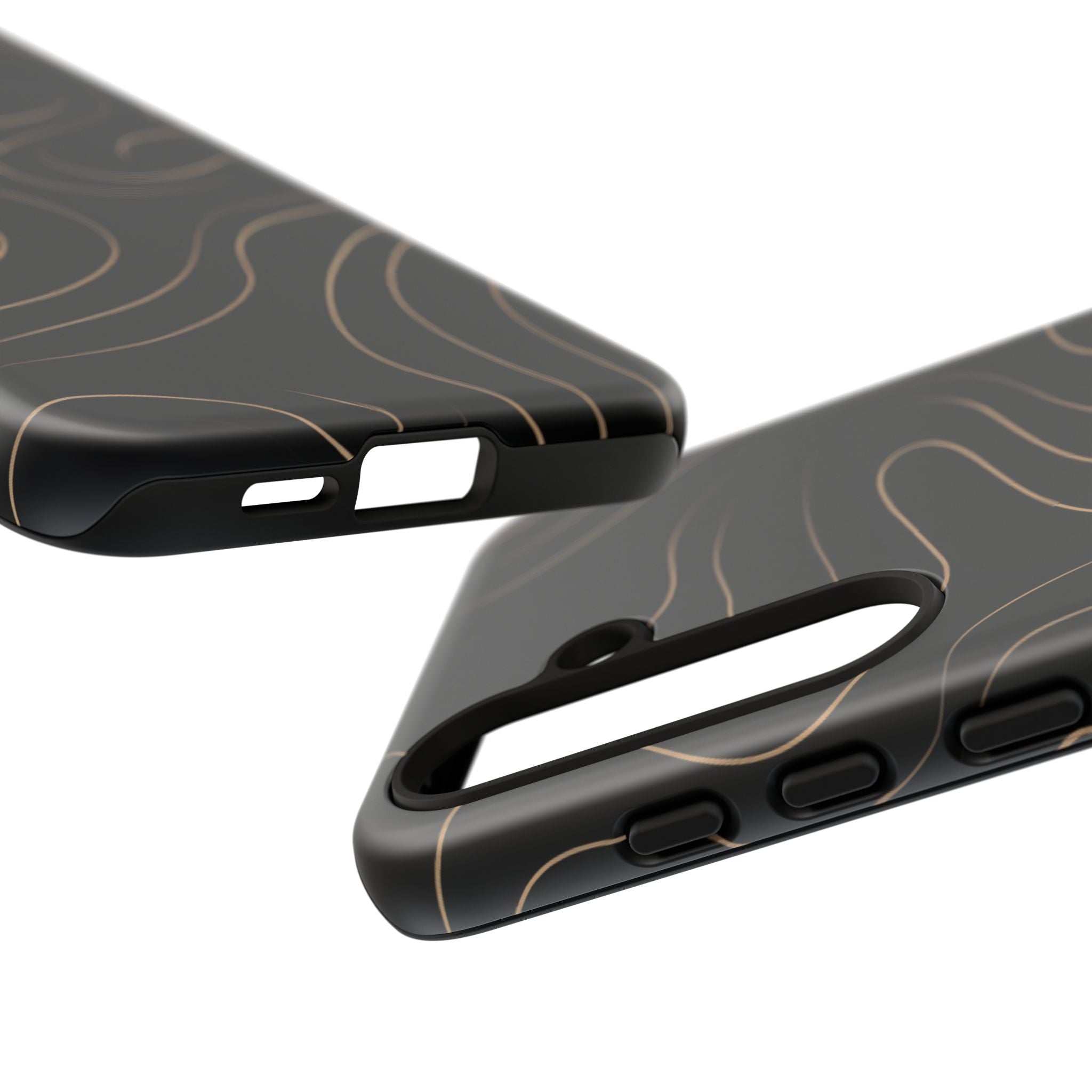 Noir Topograph - Black Minimalist Line Art Phone Case