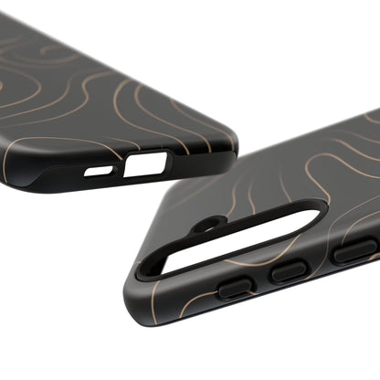 Noir Topograph - Black Minimalist Line Art Phone Case