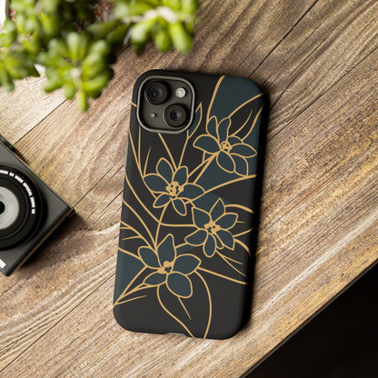 Golden Bloom - Elegant Floral Line Art Phone Case