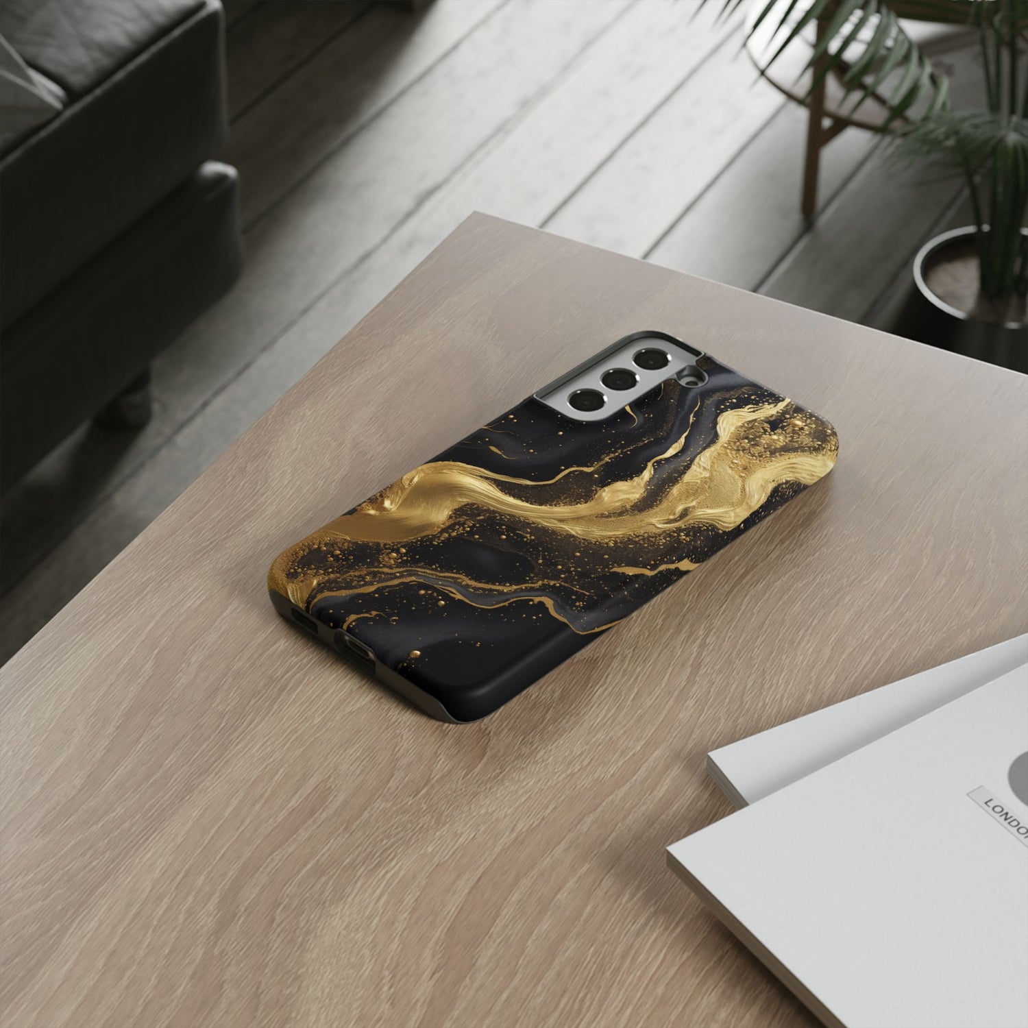 Golden Flow - Black &amp; Gold Marble Luxe Phone Case