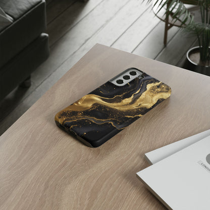 Golden Flow - Black &amp; Gold Marble Luxe Phone Case