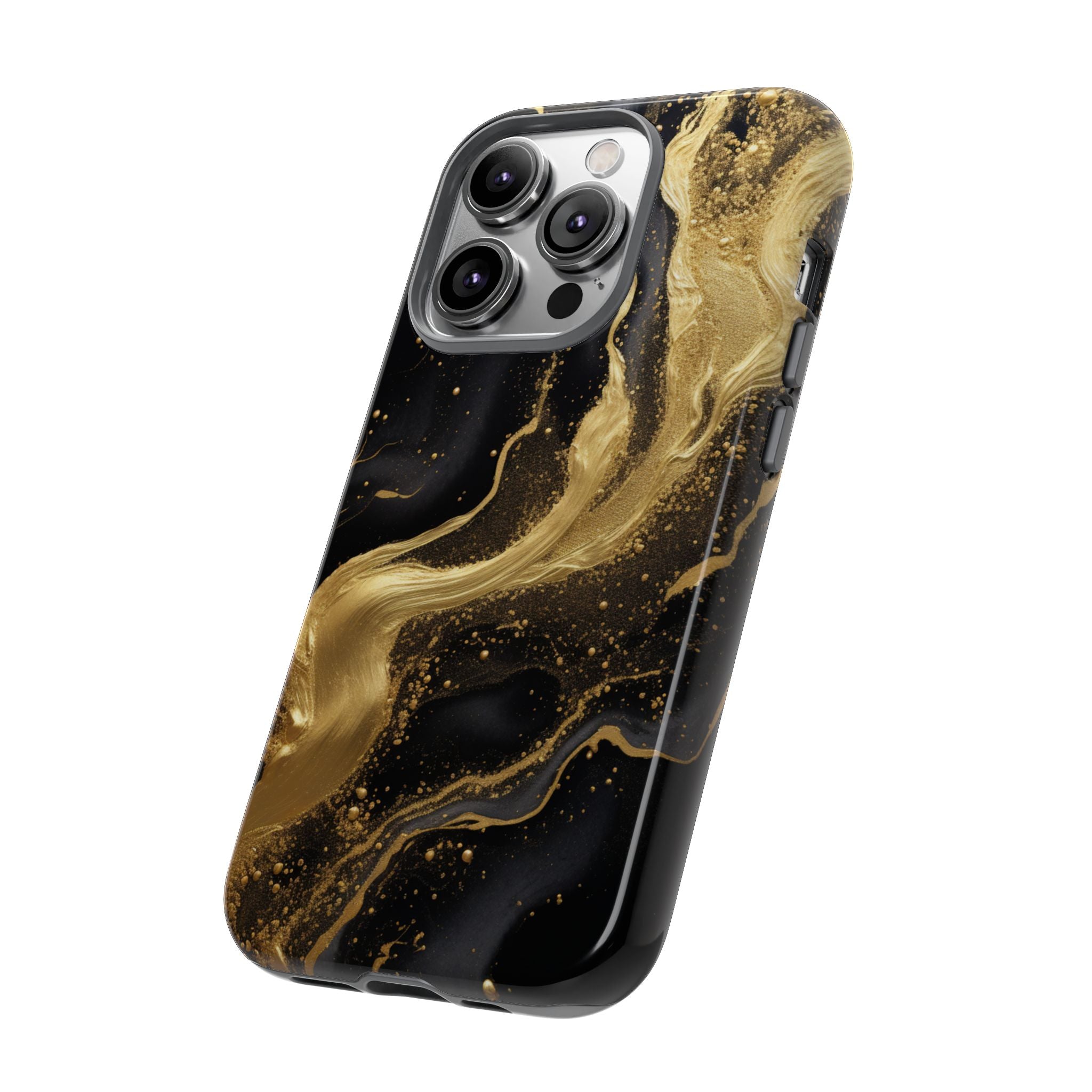 Golden Flow - Black &amp; Gold Marble Luxe Phone Case