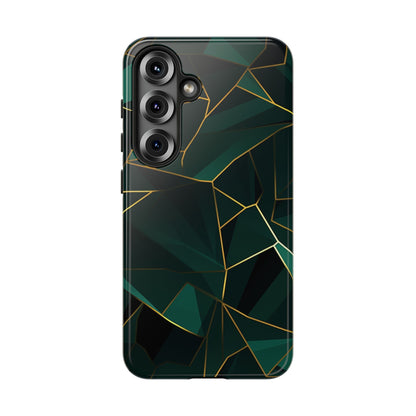 Emerald Veil - Geometric Luxe Phone Case Samsung Galaxy S25 Glossy