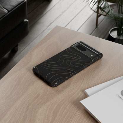 Noir Topograph - Black Minimalist Line Art Phone Case