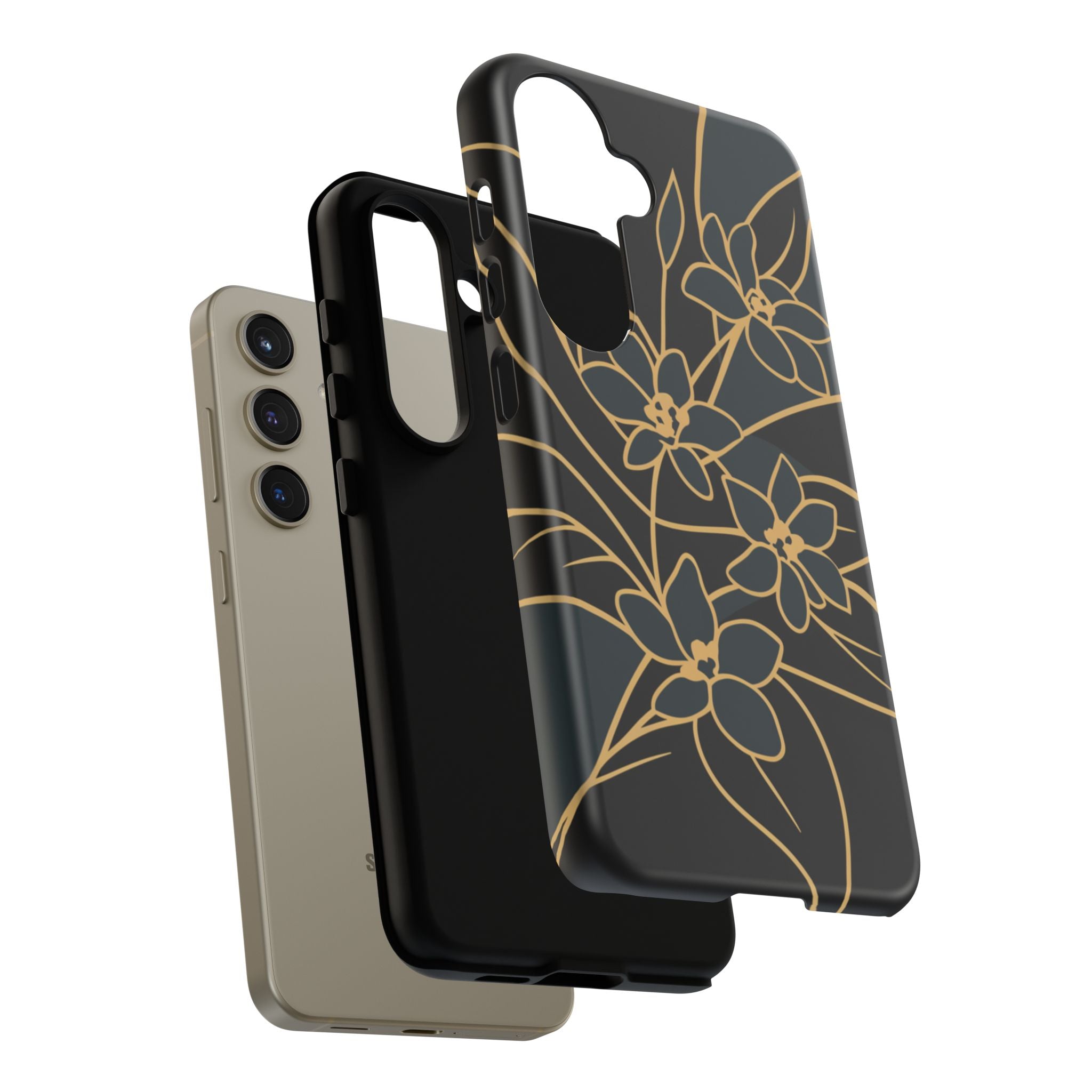 Golden Bloom - Elegant Floral Line Art Phone Case