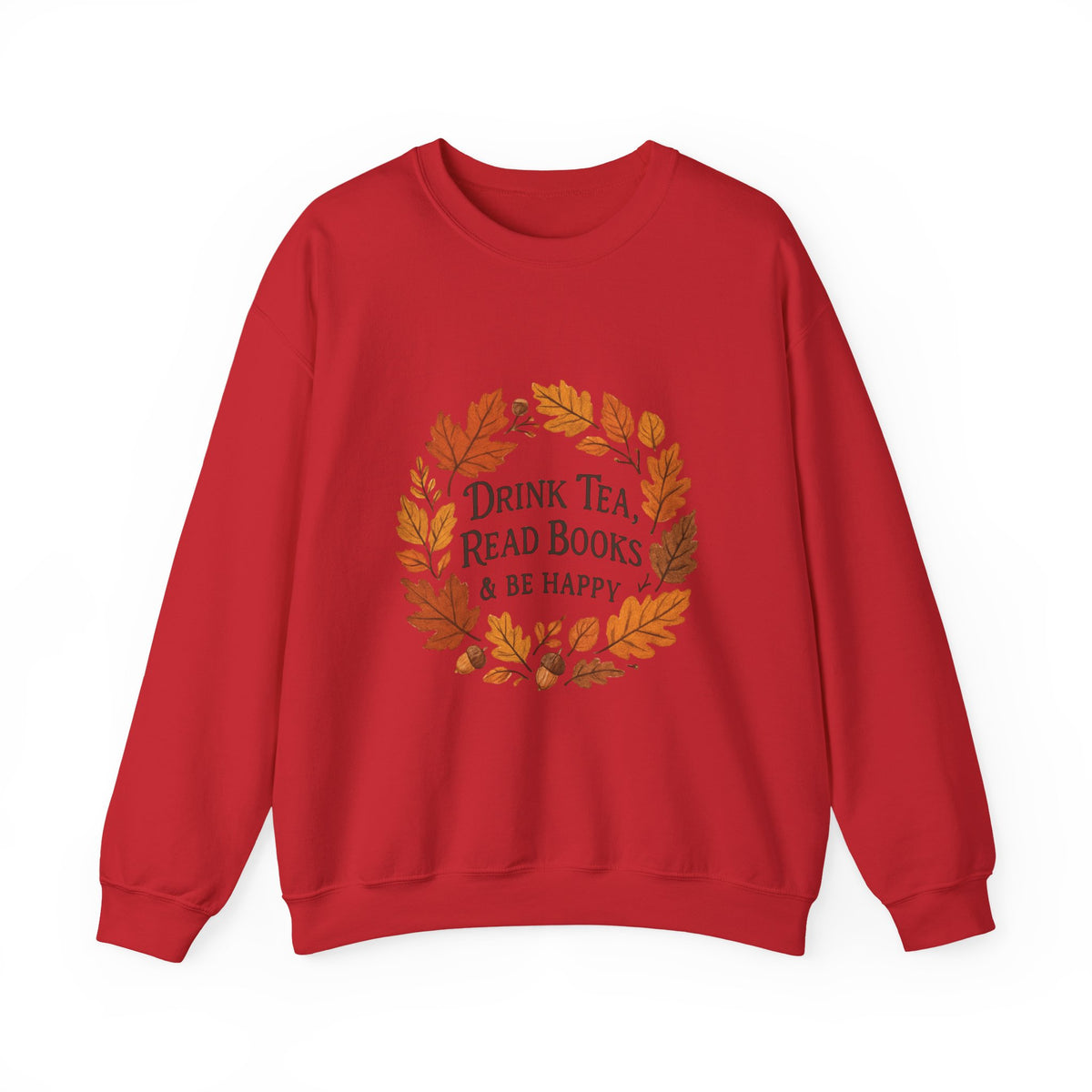 Cozy Book Lover Crewneck Sweatshirt - Fall Fashion Tea &amp; Books Apparel | Gift for Readers Red