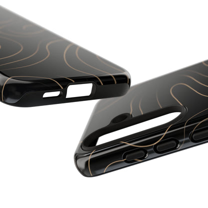 Noir Topograph - Black Minimalist Line Art Phone Case