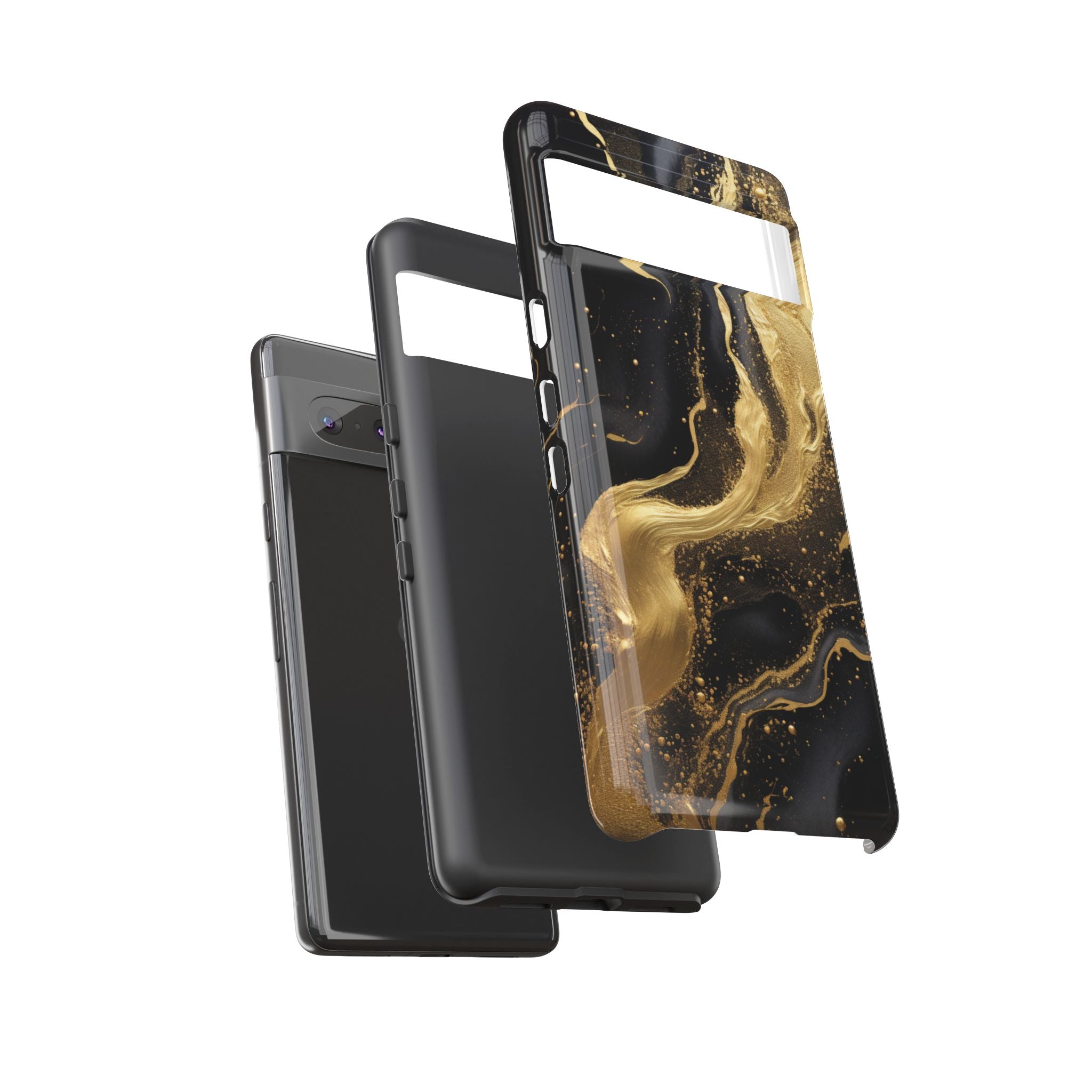 Golden Flow - Black &amp; Gold Marble Luxe Phone Case