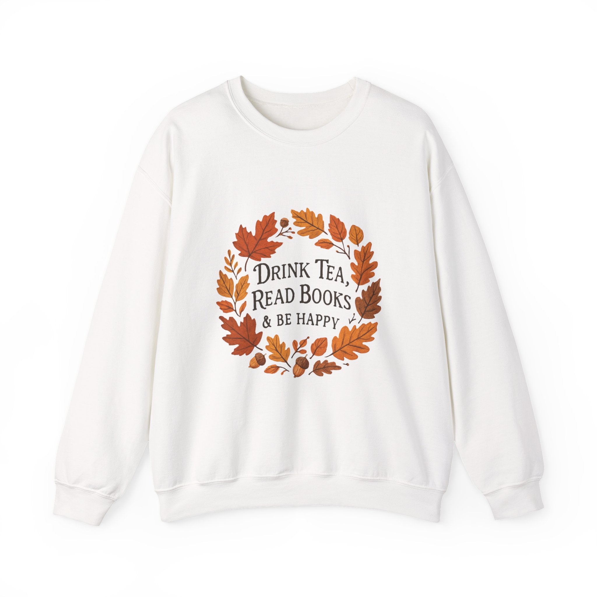 Cozy Book Lover Crewneck Sweatshirt - Fall Fashion Tea &amp; Books Apparel | Gift for Readers White