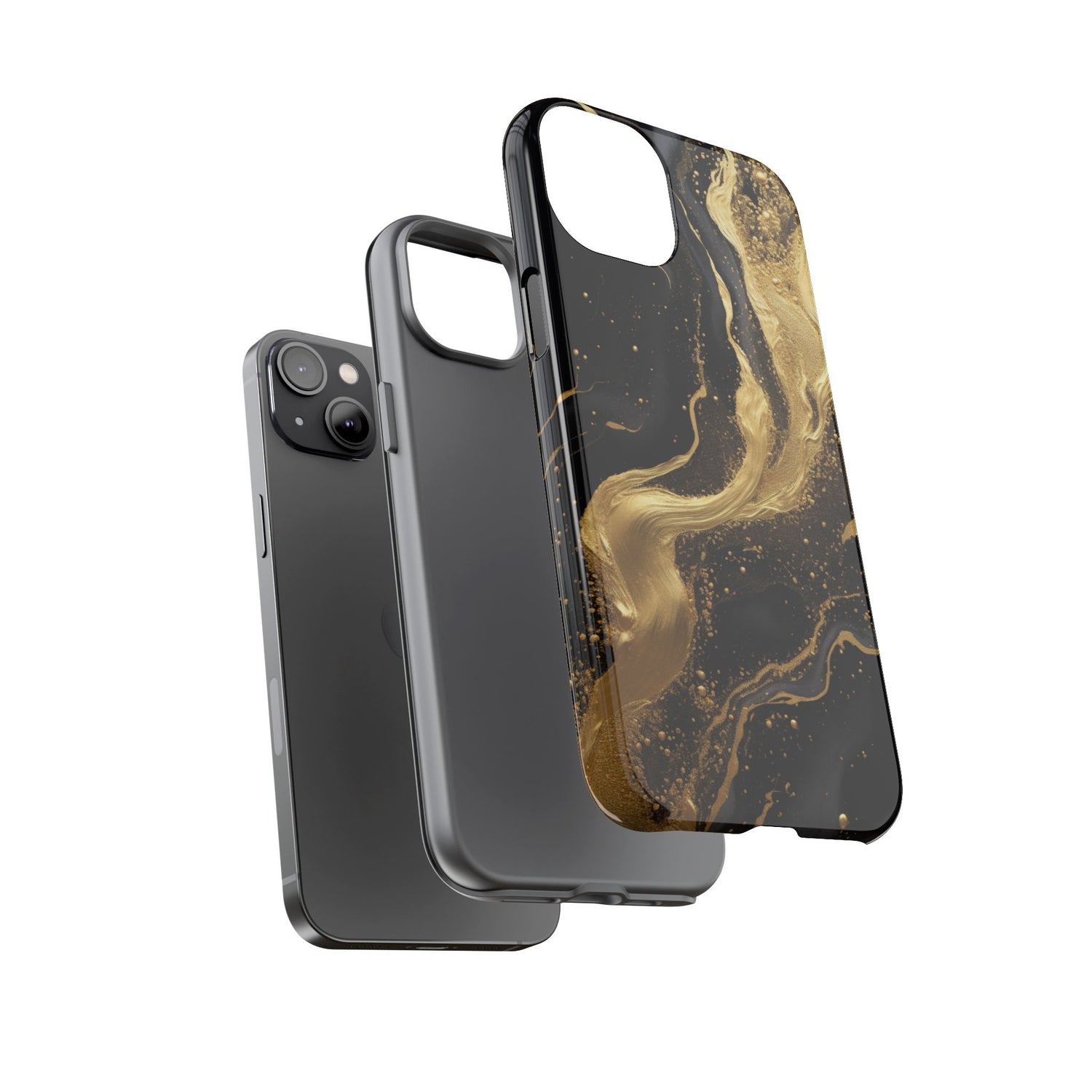 Golden Flow - Black &amp; Gold Marble Luxe Phone Case