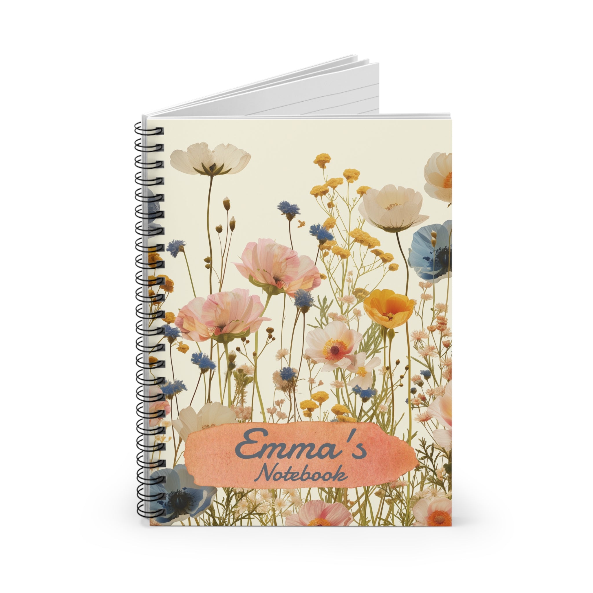 Floral Spiral Notebook, Personalized Gift for Students, Journaling, Back to School Supplies, Nature Lovers, Desk Decor