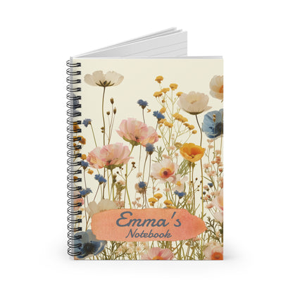 Floral Spiral Notebook, Personalized Gift for Students, Journaling, Back to School Supplies, Nature Lovers, Desk Decor