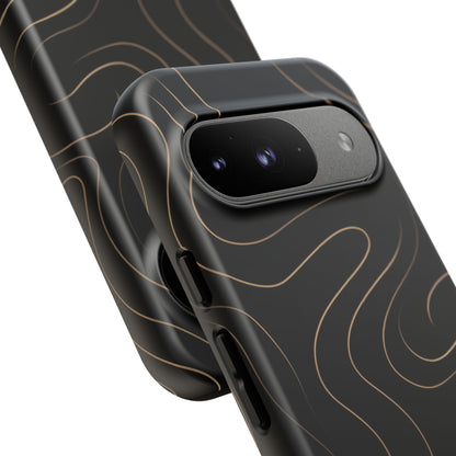 Noir Topograph - Black Minimalist Line Art Phone Case