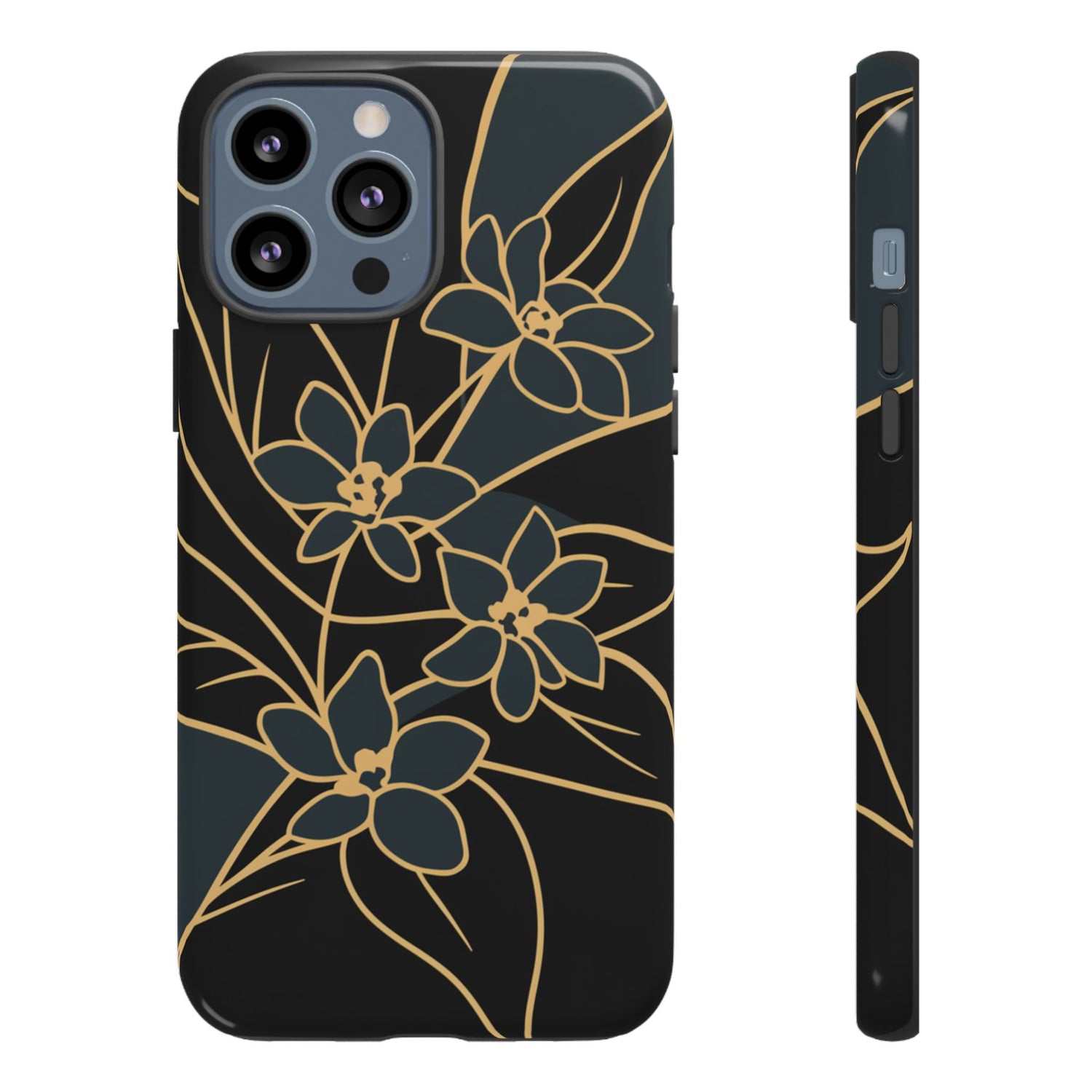 Golden Bloom - Elegant Floral Line Art Phone Case iPhone 13 Pro Max Glossy