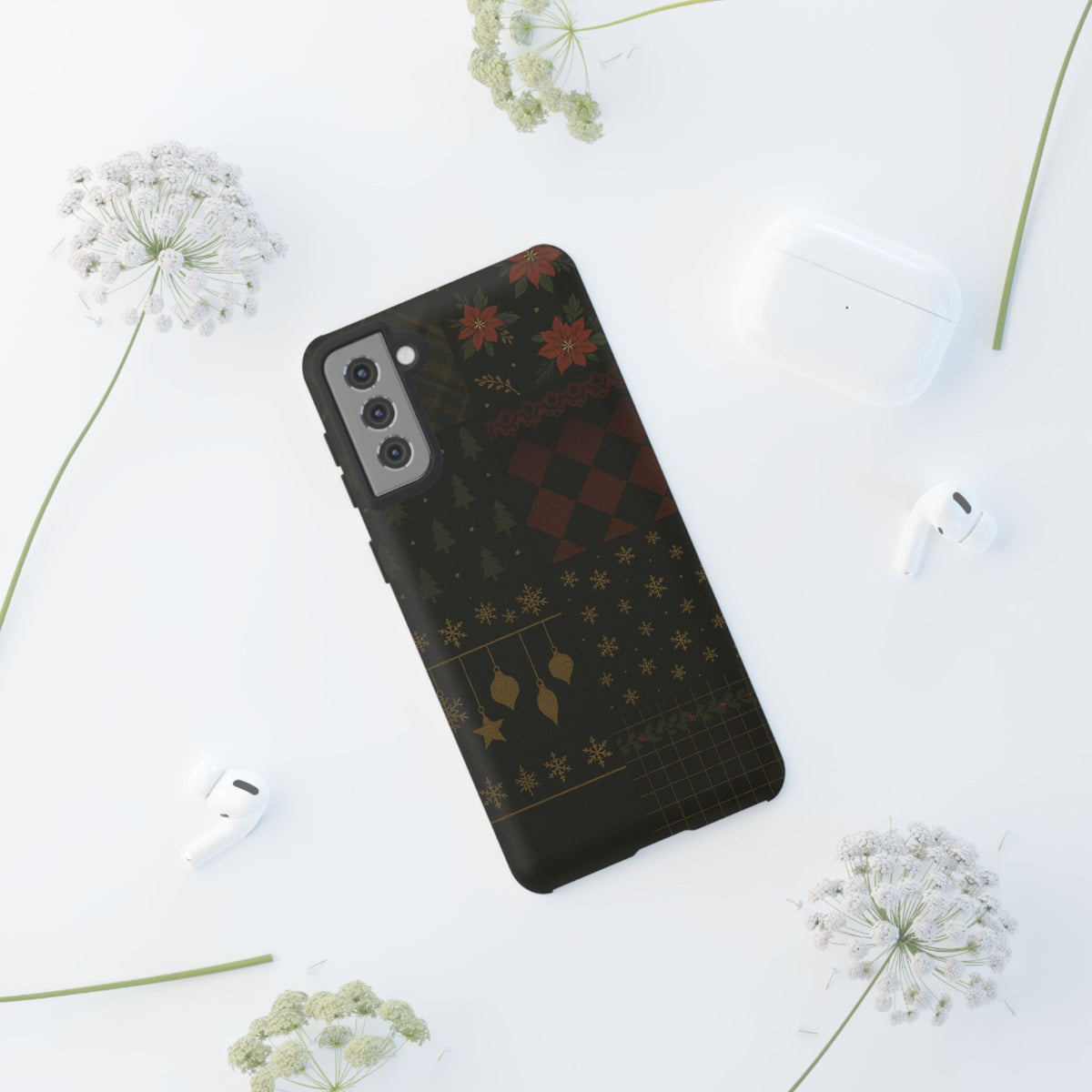 Black Luxury Phone Case for Christmas Festive Season - Tough design