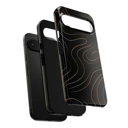 Noir Topograph - Black Minimalist Line Art Phone Case
