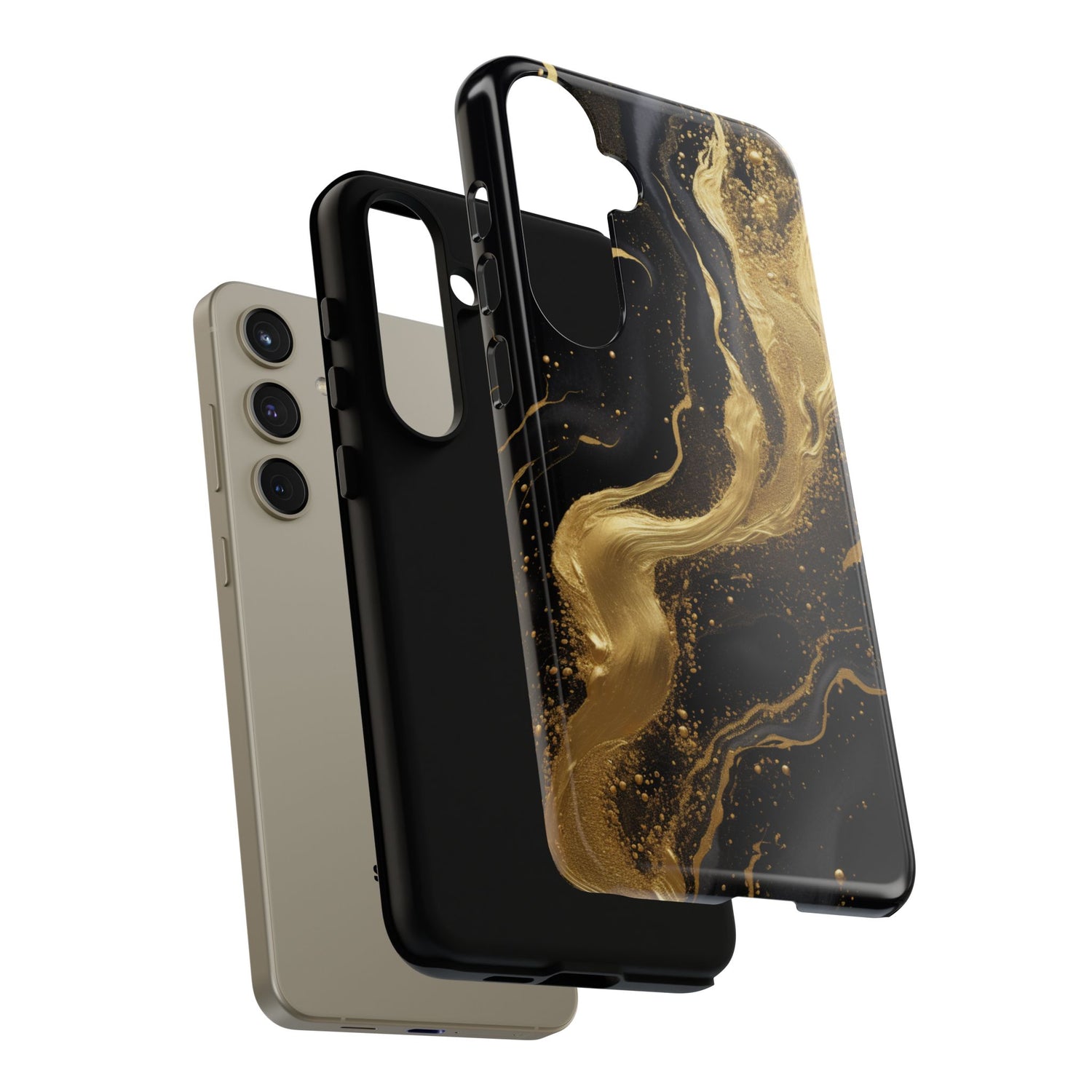 Golden Flow - Black &amp; Gold Marble Luxe Phone Case