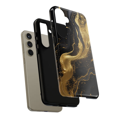 Golden Flow - Black &amp; Gold Marble Luxe Phone Case