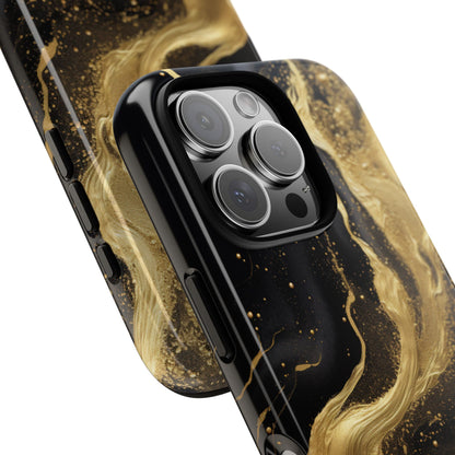Golden Flow - Black &amp; Gold Marble Luxe Phone Case