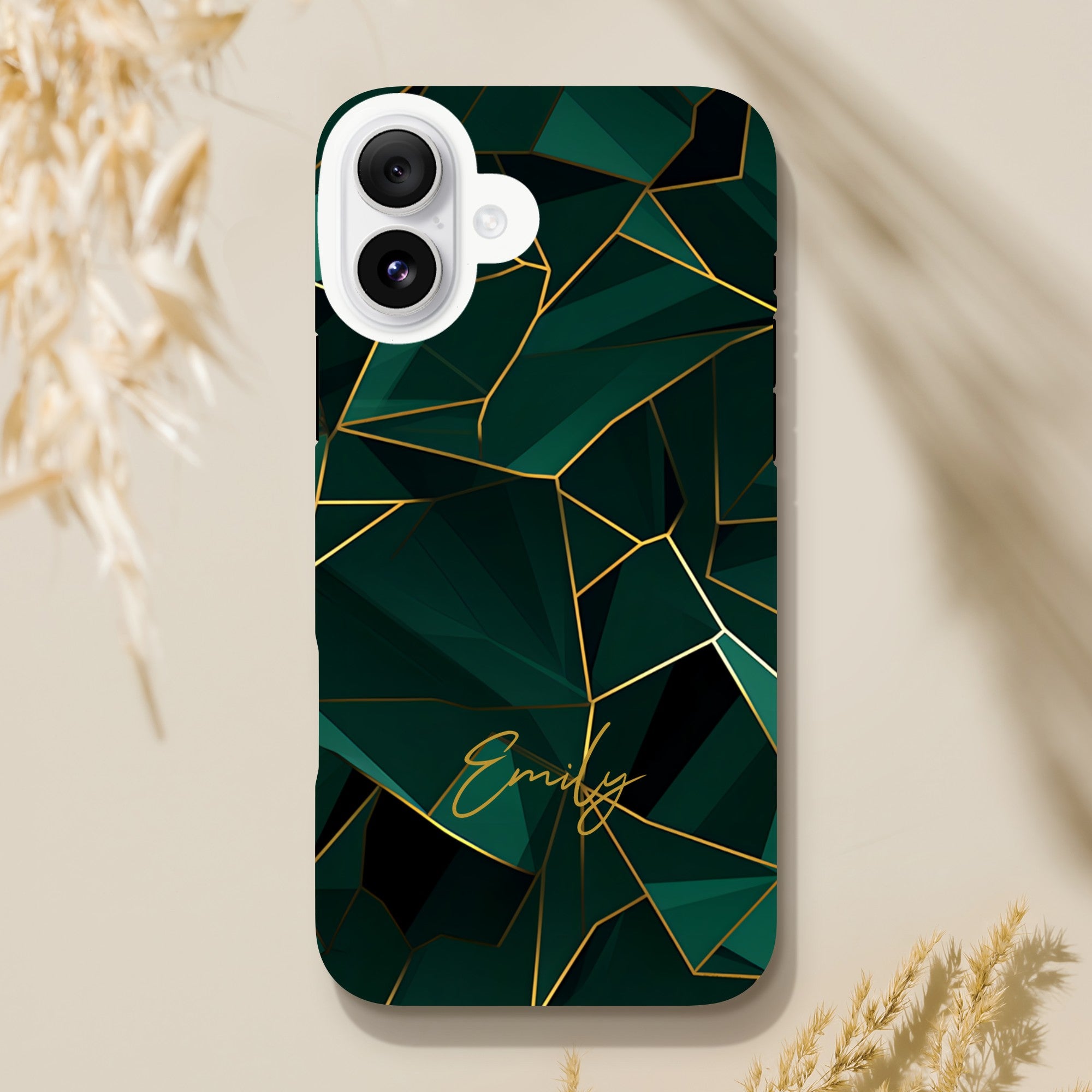 Personalized Emerald Green Tough iPhone Case - Luxury Double-Layer Protection iPhone 16 Plus