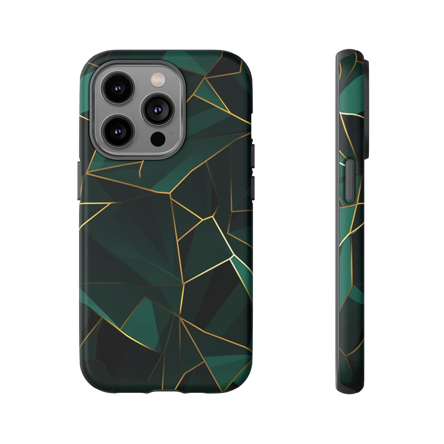 Emerald Veil - Geometric Luxe Phone Case iPhone 14 Pro Matte