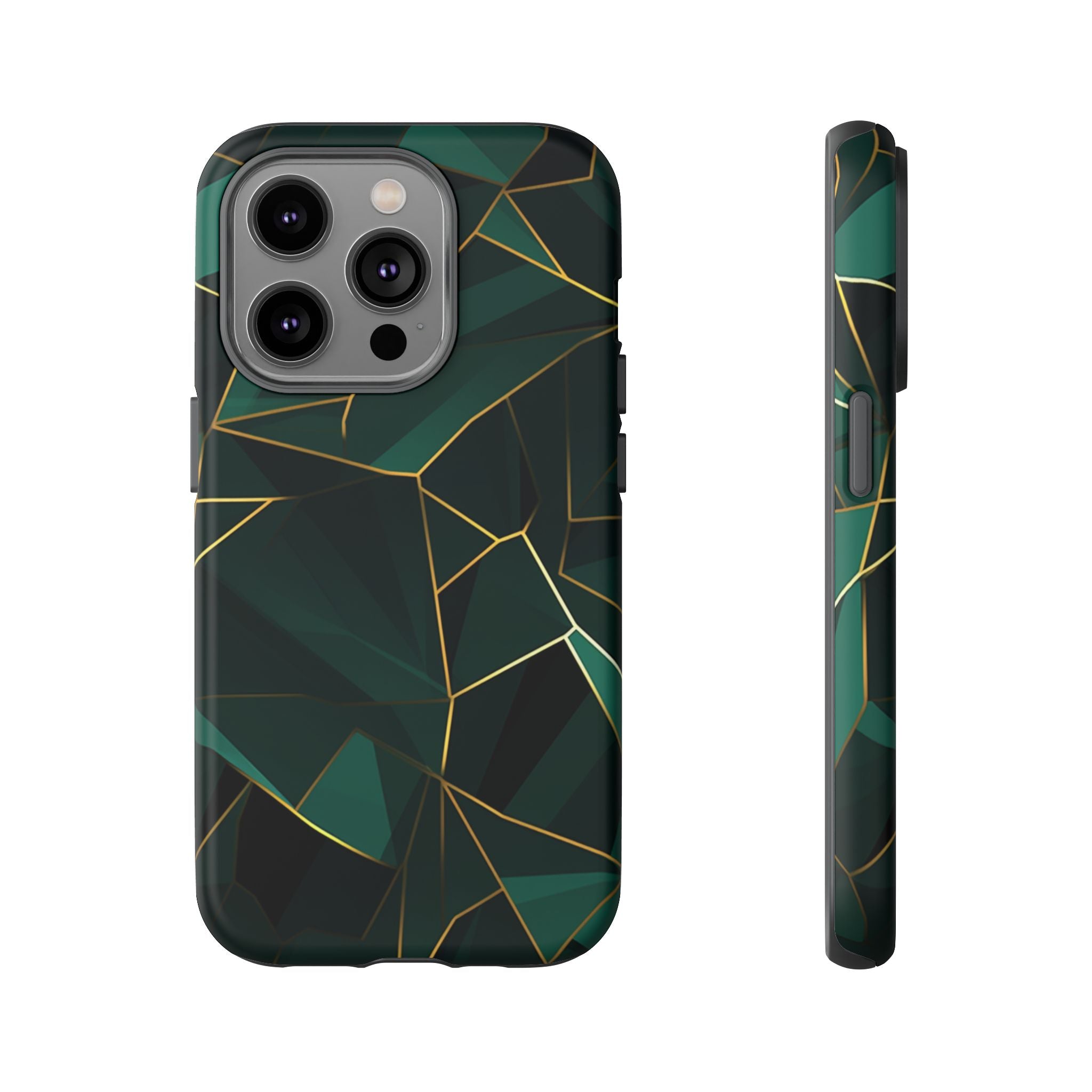 Emerald Veil - Geometric Luxe Phone Case iPhone 14 Pro Matte