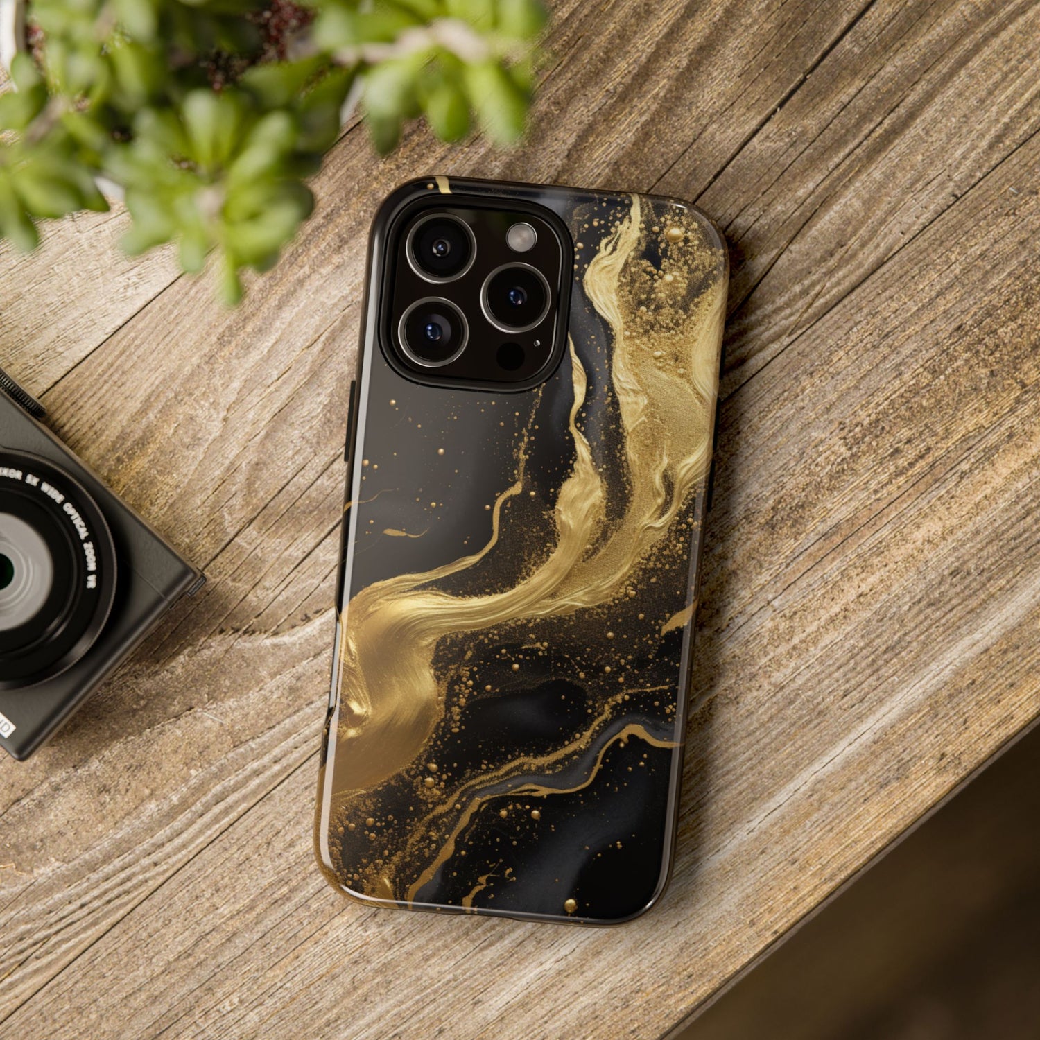 Golden Flow - Black &amp; Gold Marble Luxe Phone Case