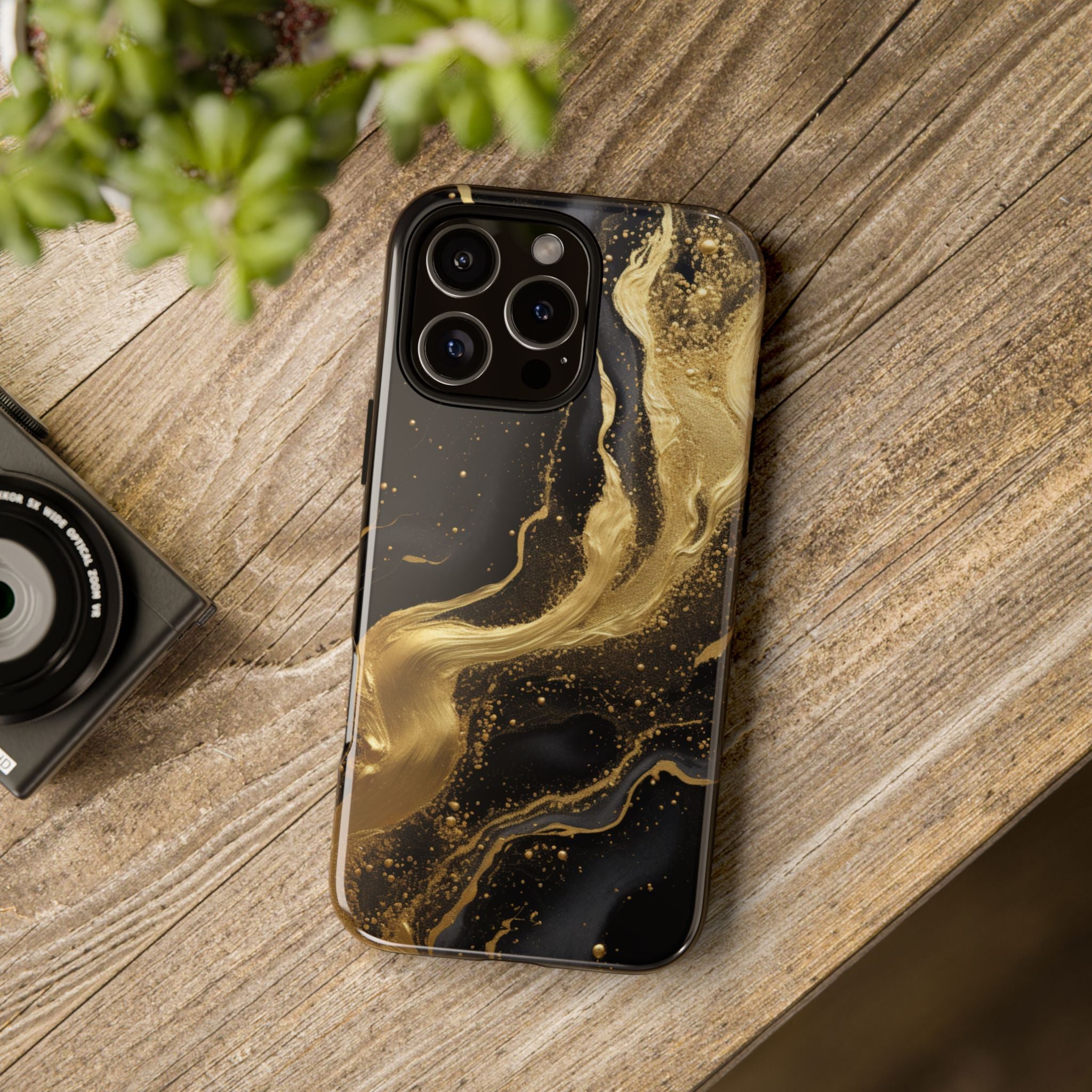 Golden Flow - Black &amp; Gold Marble Luxe Phone Case