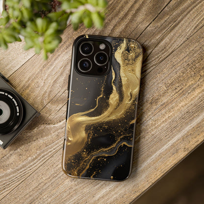 Golden Flow - Black &amp; Gold Marble Luxe Phone Case