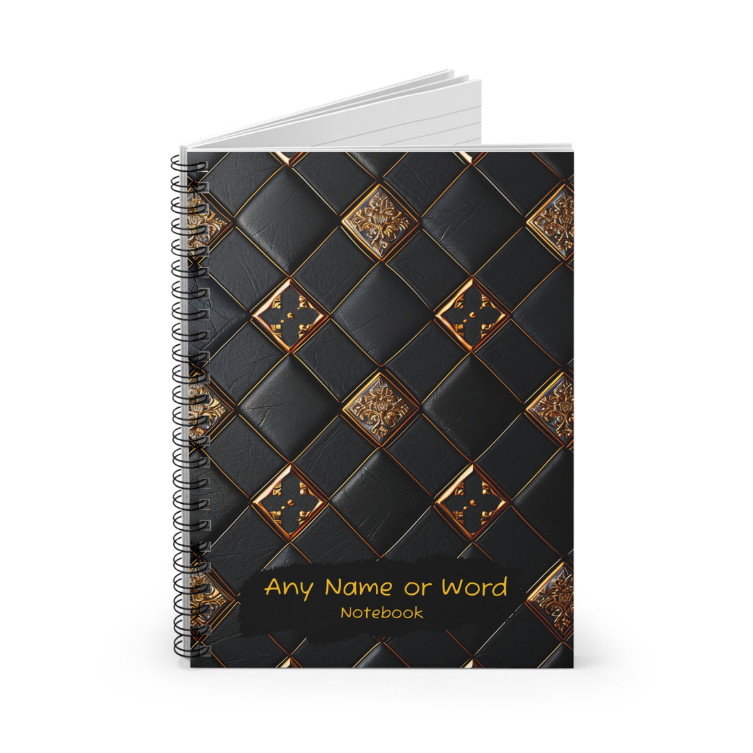 Luxury Black &amp; Gold Journal - Personalised - 6x8lined notebook