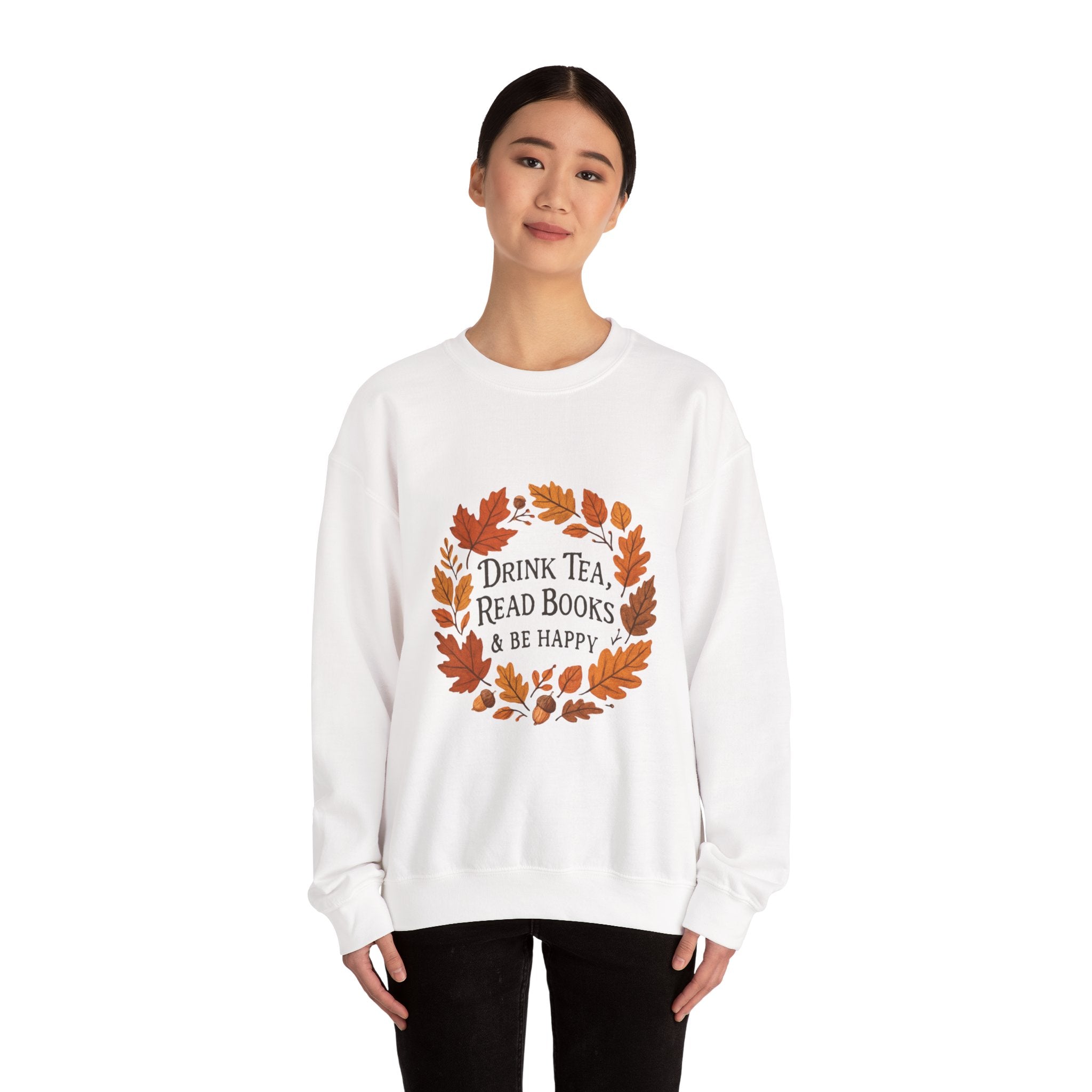 Cozy Book Lover Crewneck Sweatshirt - Fall Fashion Tea &amp; Books Apparel | Gift for Readers