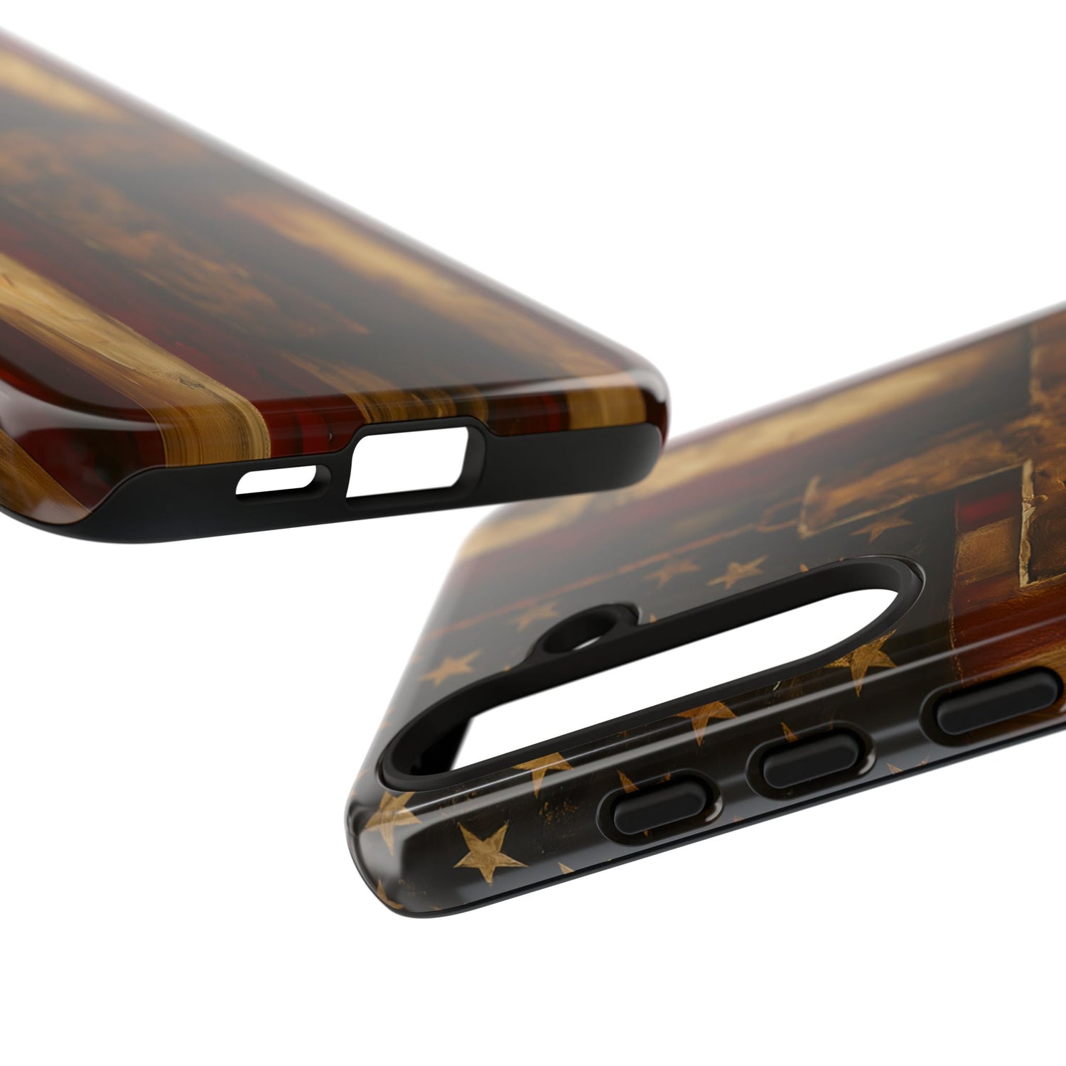 Forged in Faith Phone Case - Rustic Gold Cross &amp; American Flag | Patriotic Christian Case for iPhone, Samsung &amp; Pixel