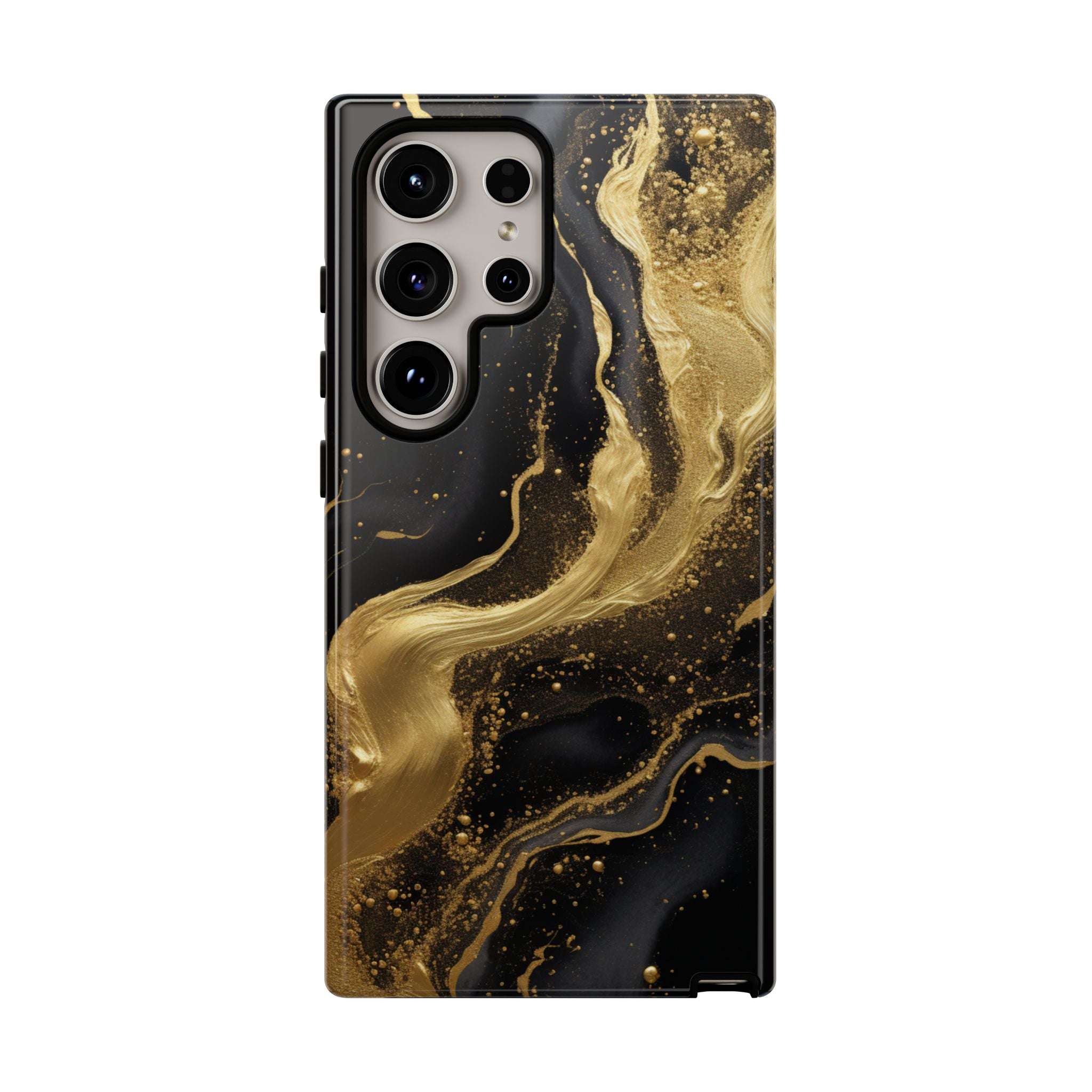 Golden Flow - Black &amp; Gold Marble Luxe Phone Case Samsung Galaxy S24 Ultra Glossy