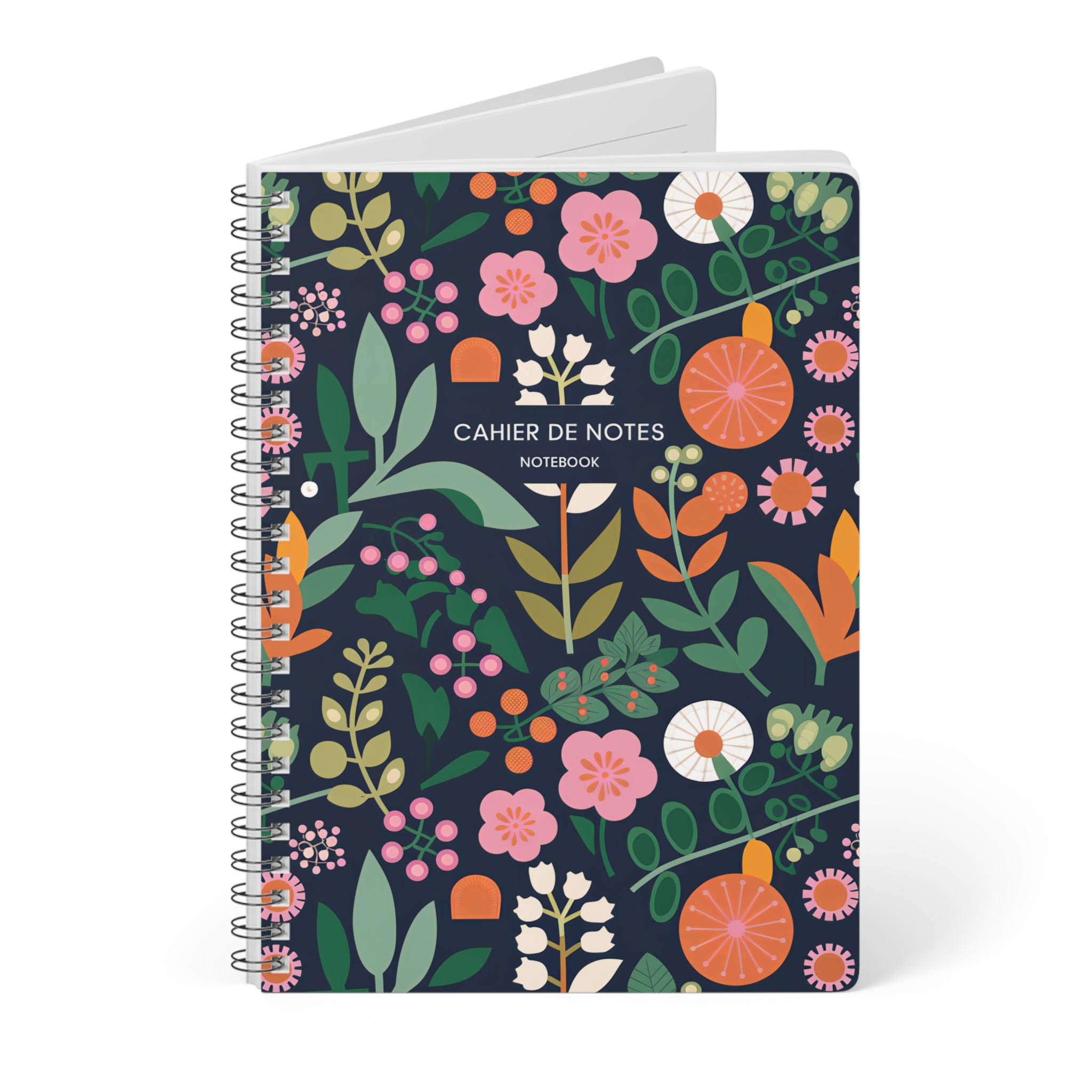 Vibrant Floral Notebook | Cahier de Notes | A5 Spiral Bound Journal for Writing &amp; Planning | Modern Botanical Stationery Gift