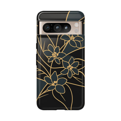 Golden Bloom - Elegant Floral Line Art Phone Case Google Pixel 8 Pro Glossy