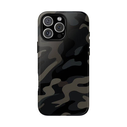 Black Camouflage Phone Case for iPhone, Samsung and Google Pixel iPhone 16 Pro Max Glossy