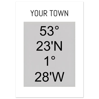 Personalized Map or Custom Location Coordinates Poster Print | Minimalist Unframed Wall Art Decor A3 A4 A5 A1 (59.4 x 84.1 cm) Black and Grey