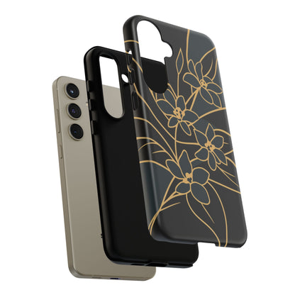 Golden Bloom - Elegant Floral Line Art Phone Case