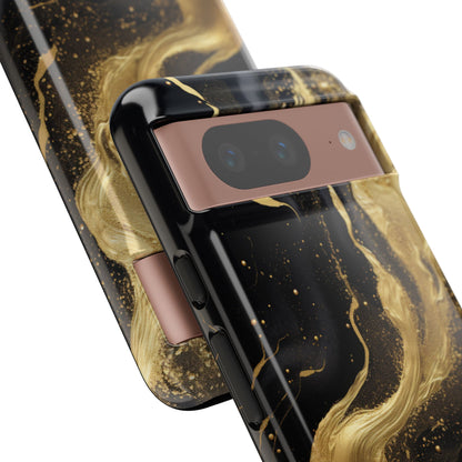 Golden Flow - Black &amp; Gold Marble Luxe Phone Case