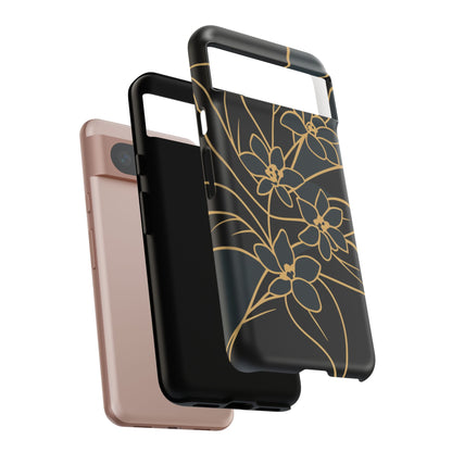 Golden Bloom - Elegant Floral Line Art Phone Case