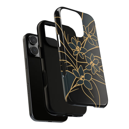 Golden Bloom - Elegant Floral Line Art Phone Case